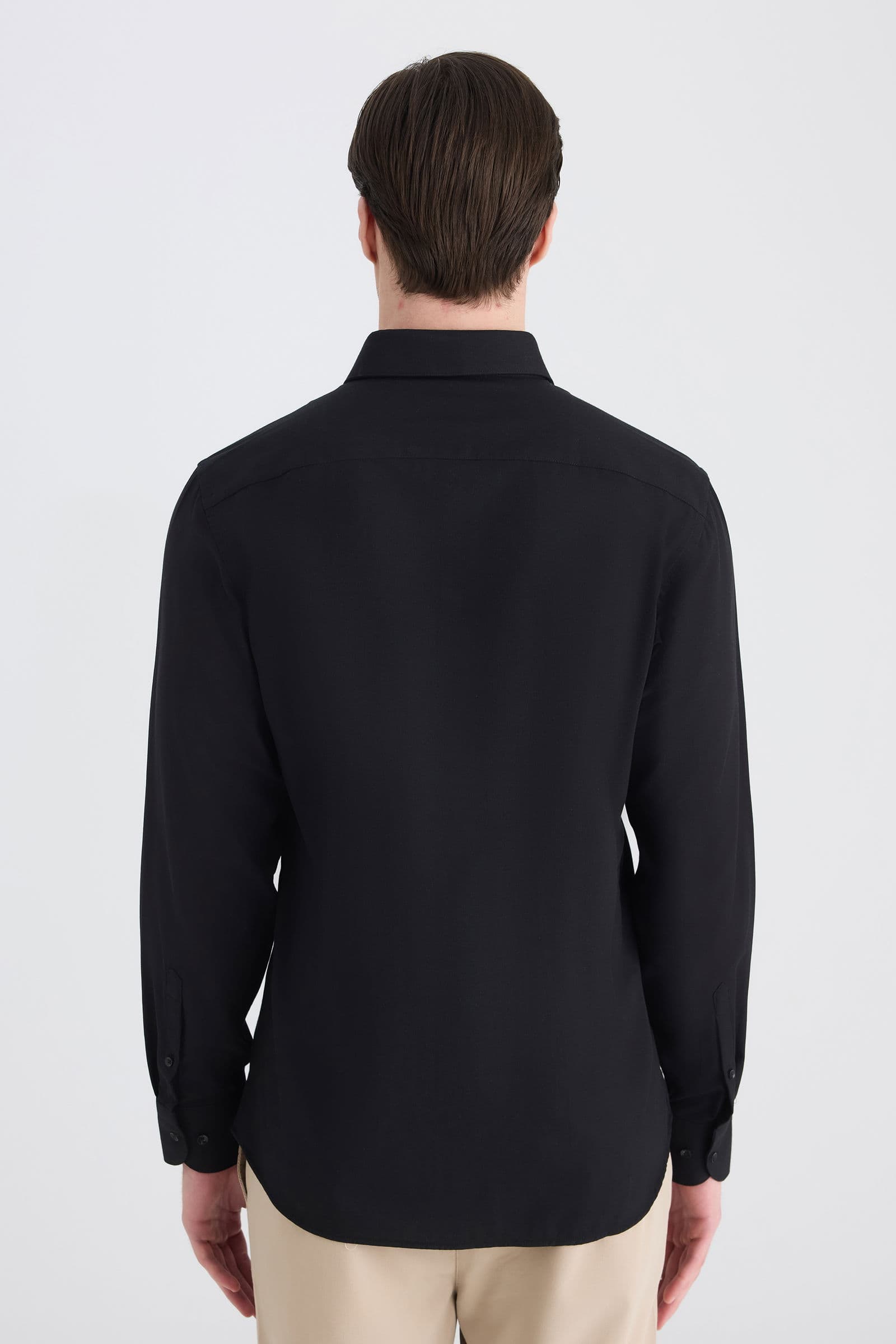 Ds Damat Slim Fit Siyah Armürlü Gömlek görsel 3