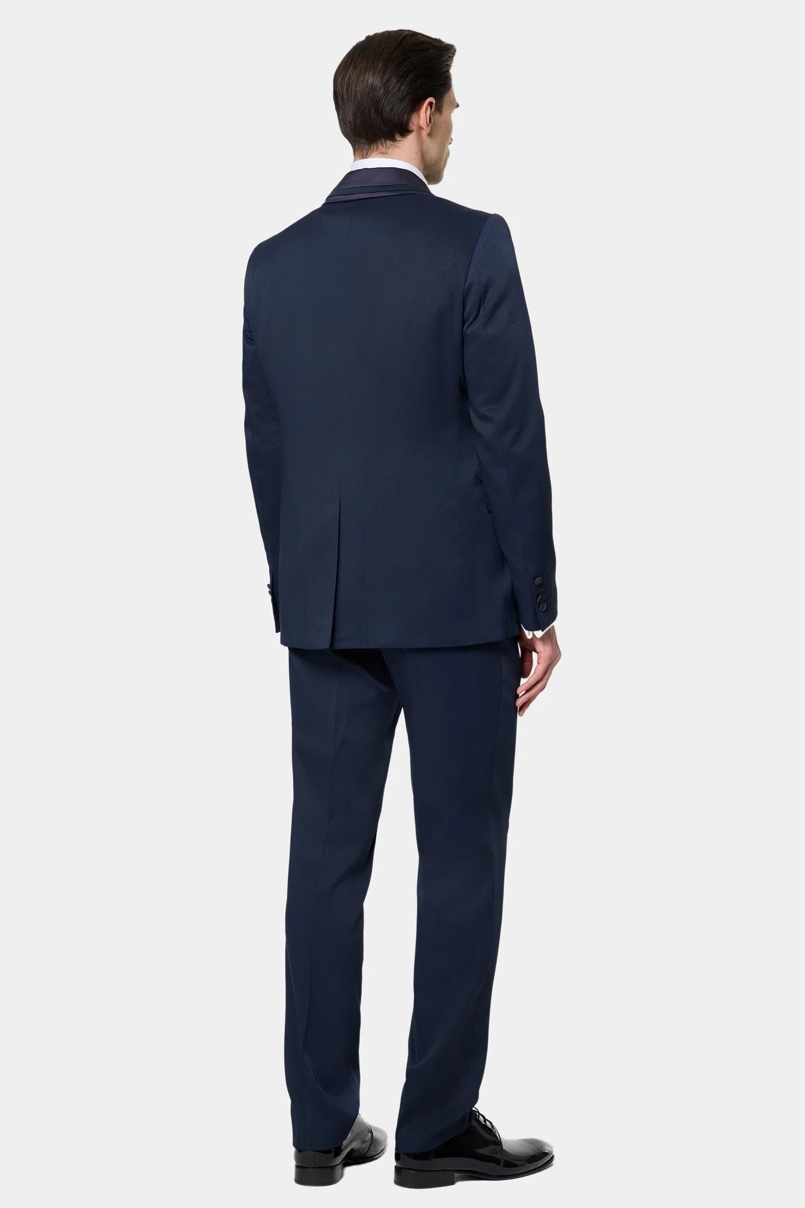 Ds Damat Slim Fit Lacivert Armürlü Smokin Yelekli Takim Elbise görsel 6