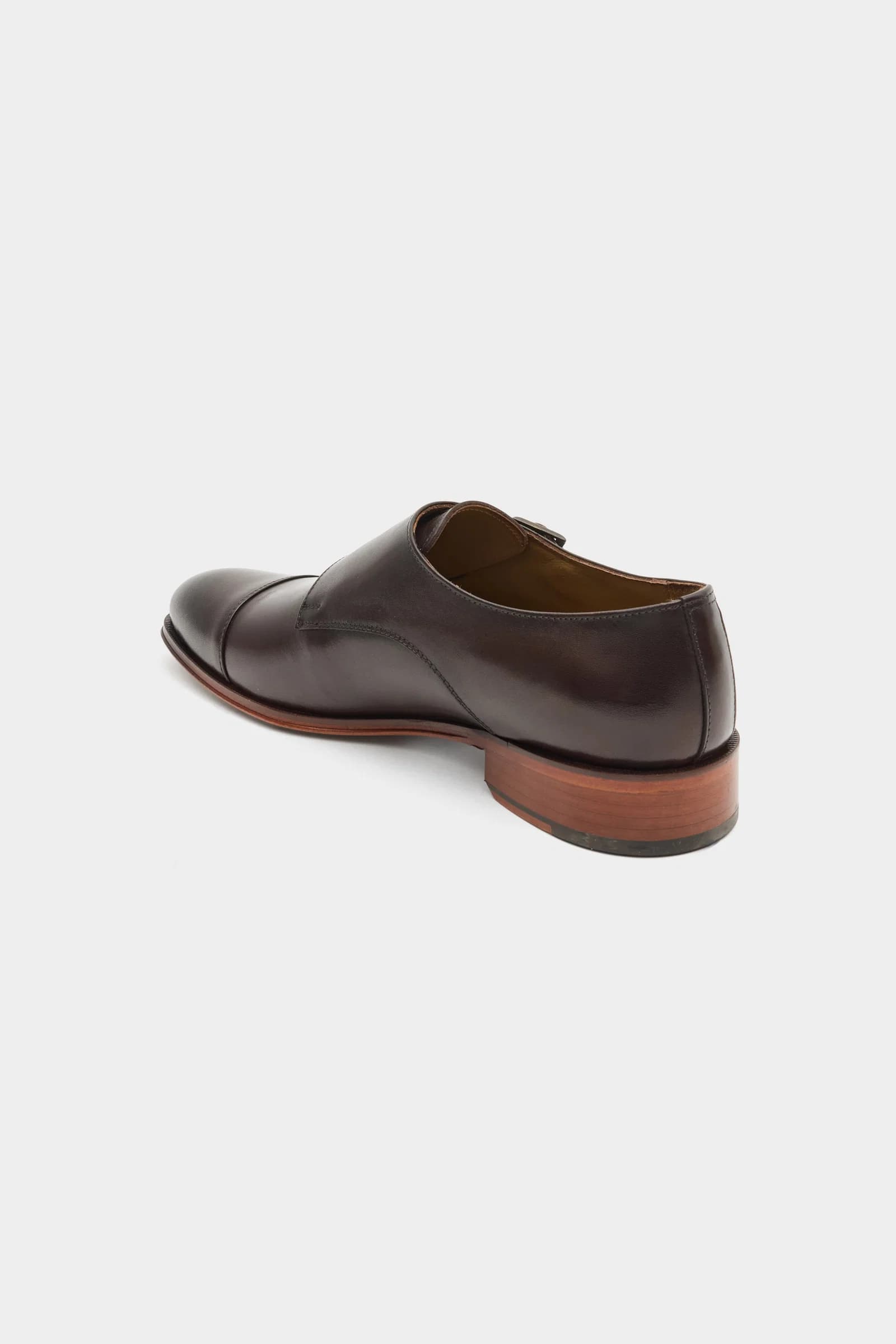 Damat Kahverengi Hakiki Deri Çift Tokalı Monk Strap Ayakkabı görsel 2