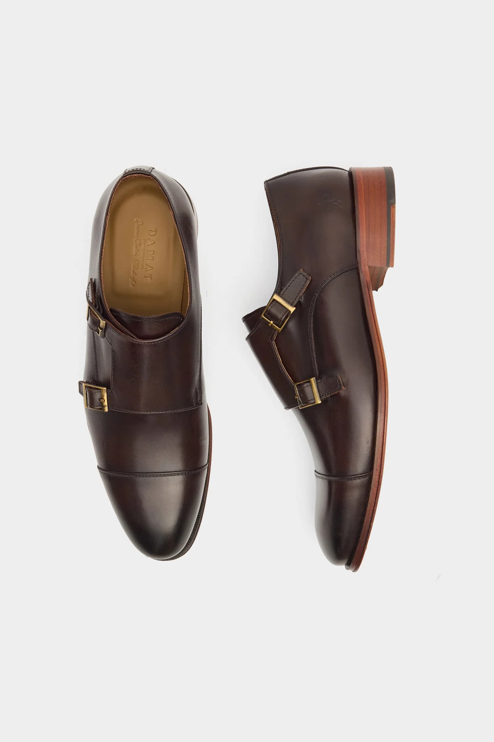 Damat Kahverengi Hakiki Deri Çift Tokalı Monk Strap Ayakkabı görsel 4