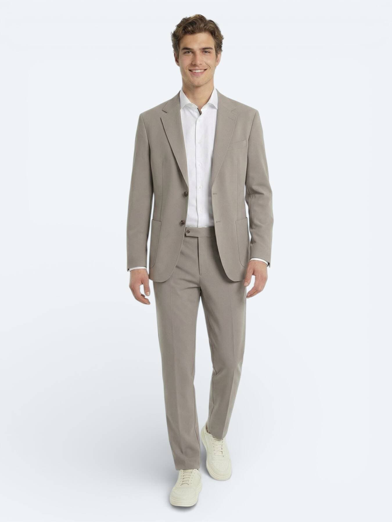 Açık Kahve Düz Modern Fit Takım Elbise görsel 2