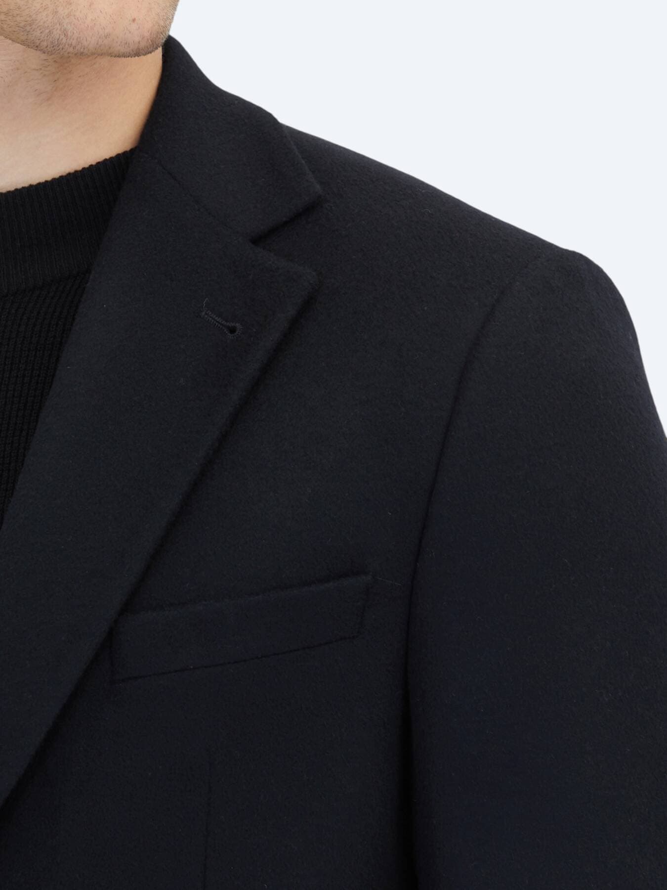 Siyah Düz Modern Fit Yün Karışımlı Ceket görsel 5